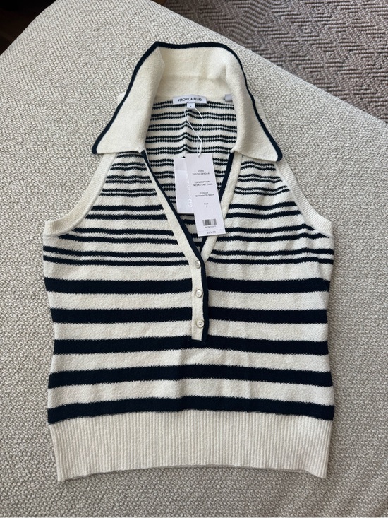 Veronica Beard Sweaters - Veronica Beard Cream & navy Striped Polo halter Sweater